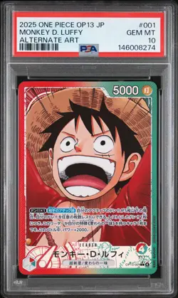 2025 ONE PIECE JAPANESE OP13-CARRYING ON HIS WILL #001 MONKEY D. LUFFY PSA 10 - Image 1