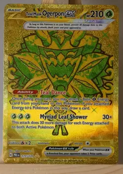 Pokemon TCG Teal Mask Ogerpon EX Hyper Rare Gold Prismatic Card 177/131 - Image 1