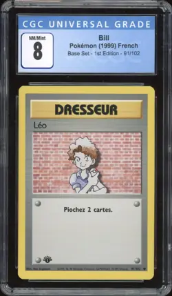 1999 Pokemon FRENCH 1st Edition Base Set Leo-Bill 91/102 CGC 8 NM-MINT - Image 1