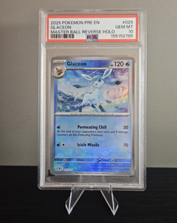 Pokemon TCG Glaceon Prismatic Evolutions 025/131 Master Ball Holo - PSA 10 - Image 1
