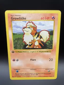 Pokemon TCG Growlithe #028/102 Base Set (Shadowless) 1st Edition - Image 1