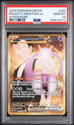 2025 POKEMON DRI EN-DESTINED RIVALS HYPER RARE TEAM ROCKET'S MEWTWO EX PSA 10 - Image 1