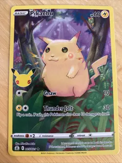 Pokemon Pikachu 005/025 Celebrations 25th anniversary Holo Full Art English TCG - Image 1