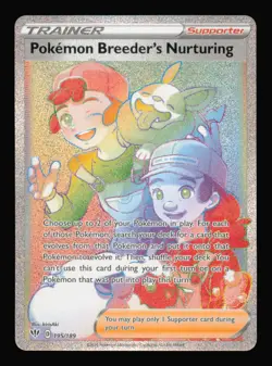 Pokemon Breeder's Nurturing 195/189 Rainbow Rare Darkness Ablaze Pokemon Holo NM - Image 1