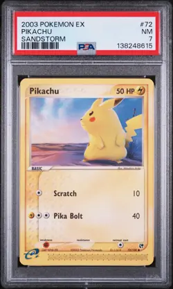 PIKACHU 72/100 SANDSTORM POKEMON PSA 7 - Image 1