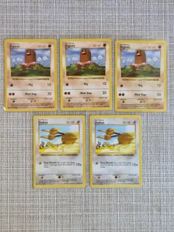 Pokemon TCG Base Set Diglett Doduo 5 Card Lot WOTC Shadowless Common - Image 1