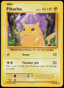 Pikachu 35/108 Common Evolutions Pokemon Moderately Played - Image 1