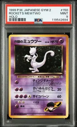 1999 Pokemon Japanese Gym 2 Challenge #150 Rocket's Mewtwo Holo PSA 9 - Image 1