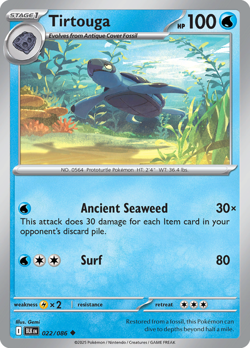 4x NM-Mint Tirtouga - 022/086 - Uncommon Pokemon Black Bolt - Image 1