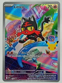Pokemon First Partner Illustration Series 1 Litten MEP 044 Black Star Promo - Image 1