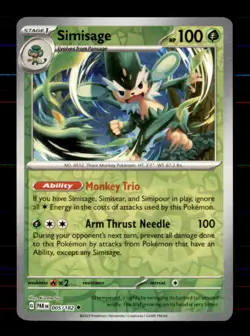 Simisage 005/182 Uncommon Paradox Rift Pokemon Reverse Holo Near Mint - Image 1