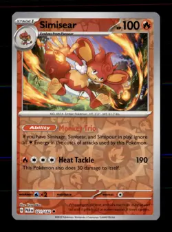 Simisear 021/182 Uncommon Paradox Rift Pokemon Reverse Holo Near Mint - Image 1