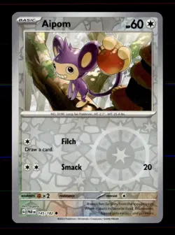 Aipom 145/182 Common Paradox Rift Pokemon Reverse Holo Near Mint - Image 1