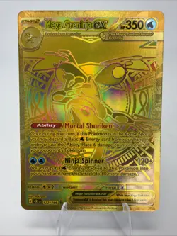 NEW Gold Mega Greninja EX Hyper Rare 122/086 Pokemon English Chaos Rising - Image 1