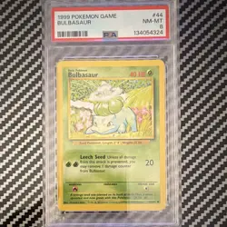 1999 Base Set Bulbasaur 44/102 PSA 8 English Regular Common - Image 1