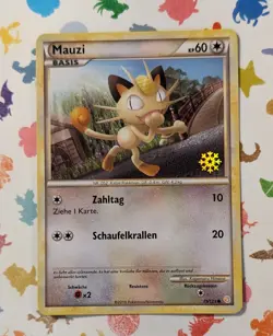 Pokemon TCG Meowth 75/123 *German Snowflake Stamp* 2010 Holiday Calendar - Image 1