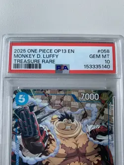 2025 ONE PIECE OP13 #058 MONKEY D. LUFFY TREASURE RARE PSA 10 GEM MINT - Image 2
