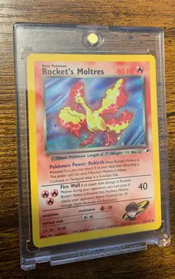 Pokemon Gym Heroes (2000) Rocket's Moltres 012/132 Vintage Holo *SWIRL - Image 1