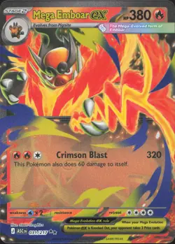 Pokemon Mega Emboar ex 031/217 Double Rare Ascended Heroes Holo Near Mint - Image 1