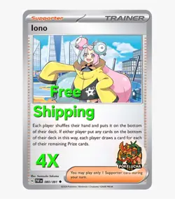 Iono 080/091 x4 Playset 4x Trainer - Pokemon S&V Paldean Fates PAF - Image 1