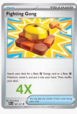 4x Fighting Gong - 187/217 - ME: Ascended Heroes (ASC) Pokemon Playset x4 - Image 1
