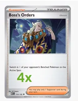 4x Boss's Orders 114/132 Mega Evolution Pokemon TCG Playset x4 - Image 1