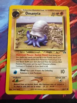 Omanyte 60/75 Common Neo Discovery Pokemon Unlimited LP - Image 1