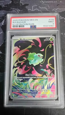 Pokemon TCG Bulbasaur 133/132 ME01 Illustration Rare Holo PSA 9 English - Image 1