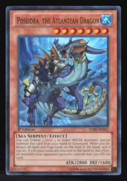 Poseidra, the Atlantean Dragon SDRE-EN001 1st Edition Ultra Rare Yu-Gi-Oh LP - Image 1