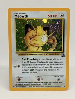 Wizards of the Coast Pokemon TCG Meowth Wotc Promo 10/53 Holo 50 HP 2000 - Image 1