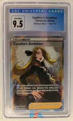 Pokemon Cynthia's Ambition Full Art 169/172 Swsh09: Brilliant Stars CGC 9.5 - Image 1
