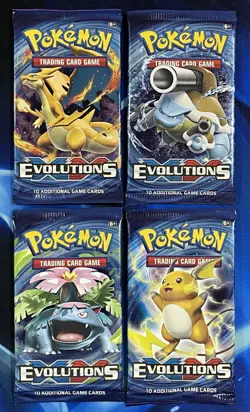 Pokemon 2016 XY Evolutions Booster Pack Complete Artset Lot X4 Factory Sealed - Image 1