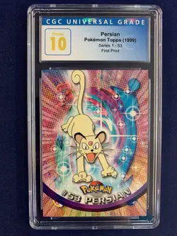 CGC Pristine 10 GEM Persian Topps Pokemon 1999 Series 1-53 1st First Print Pop 1 - Image 1