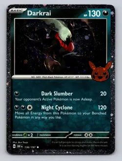 Darkrai (Cosmos Holo) 136/197 Holo Trick or Trade BOOster 2024 Pokemon Holo NM - Image 1