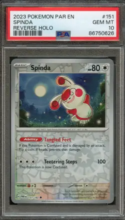 PM - 2023 - POKEMON - PARADOX RIFT - REVERSE HOLO - #151 - SPINDA - PSA 10 - Image 1