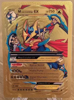 M Ash Greninja EX 750HP 159/300 Gold Foil Fan Art Rare Pokemon - Image 1