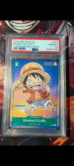 2023 ONE PIECE PROMOS CAMPAIGN EXCLUSIVE #037 MONKEY D. LUFFY PSA 10 - Image 1