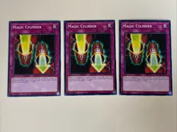 Yugioh - Magic Cylinder x 3 - LP - Plus Free Holographic Card - B - Image 1