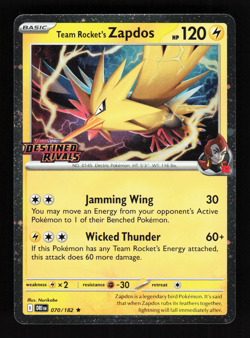 PSA 10 Team Rocket's Zapdos 070/182 Destined Rivals Asia Promo Stamped Pokemon - Image 1