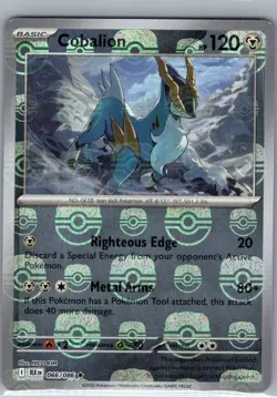 Cobalion (Master Ball Pattern) 066/086 Rare Black Bolt Pokemon Holo Near Mint - Image 1