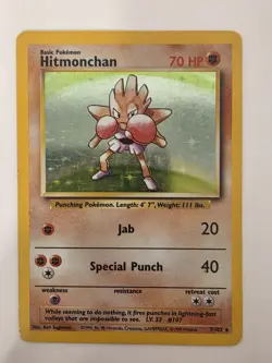 Hitmonchan Base Set Holo 7/102 Pokemon - Image 1