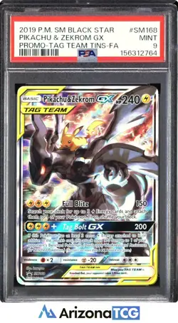 Pokemon 2019 Pikachu & Zekrom GX SM168 Full Art Black Star Promo PSA 9 - Image 1