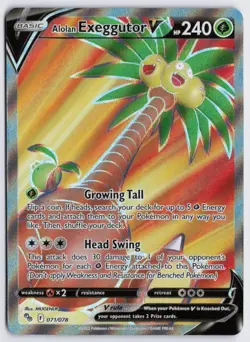 Alolan Exeggutor V (Full Art) Holo Ultra Rare Pokemon GO 071/078 NM - Image 1