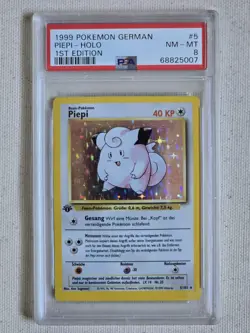 1999 POKEMON 1ST EDITION BASE SET #5 PIEPI-HOLO GERMAN PSA 8 - Image 1