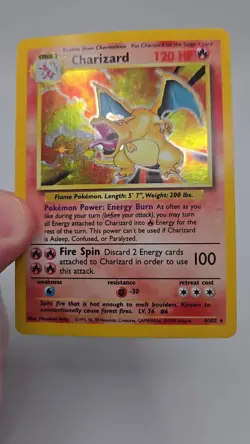 1999 Pokemon Base Set Charizard 4/102 Holo Unlimited Rare WOTC Vintage Raw - Image 2