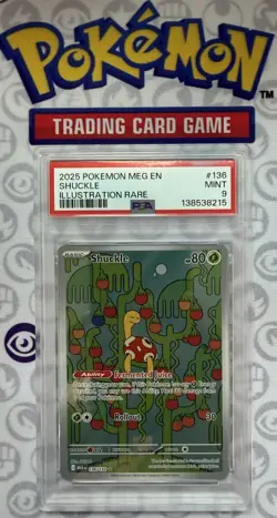 2025 POKEMON MEG EN-MEGA EVOLUTION ILLUSTRATION RARE #136 SHUCKLE PSA 9 - Image 1