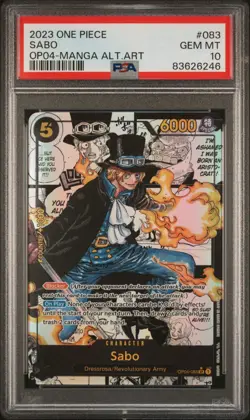 PSA 10 Sabo Kingdoms of Intrigue Manga Card #OP04-083 One Piece English Foil - Image 1