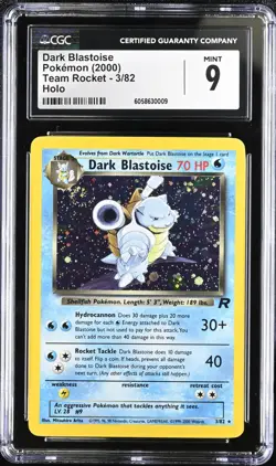 CGC 9 MINT Dark Blastoise 2000 Team Rocket 3/82 Holo Pokemon Card CANNON SWIRL - Image 1