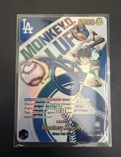 CUSTOM FAN MADE PROXY LA Dodgers Monkey.D.Luffy Promo EB02 One Piece Card, NM - Image 2