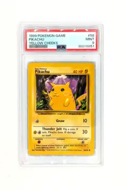 Pokemon card VINTAGE Pikachu 58/102 Yellow Cheeks 1999 English MINT PSA 9 - Image 1